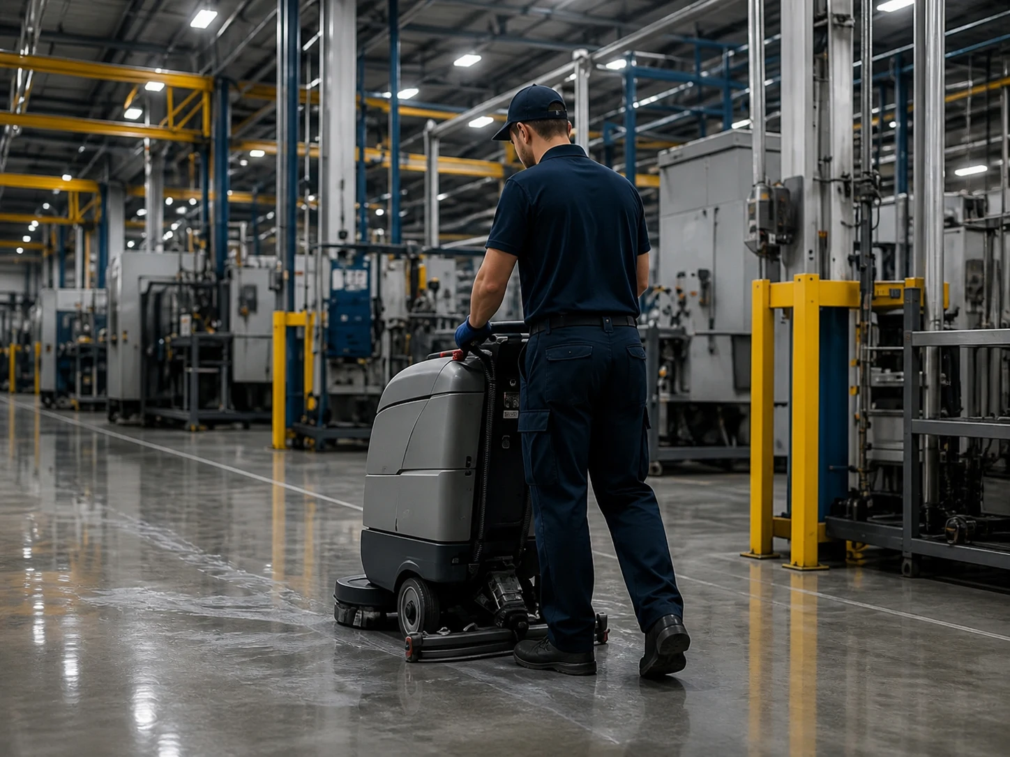 Professionelle Reinigung einer industriellen Arbeitsumgebung
